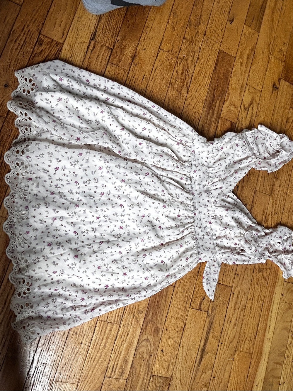 Altar'd State White Eyelet Floral Sundress with Pink Accents